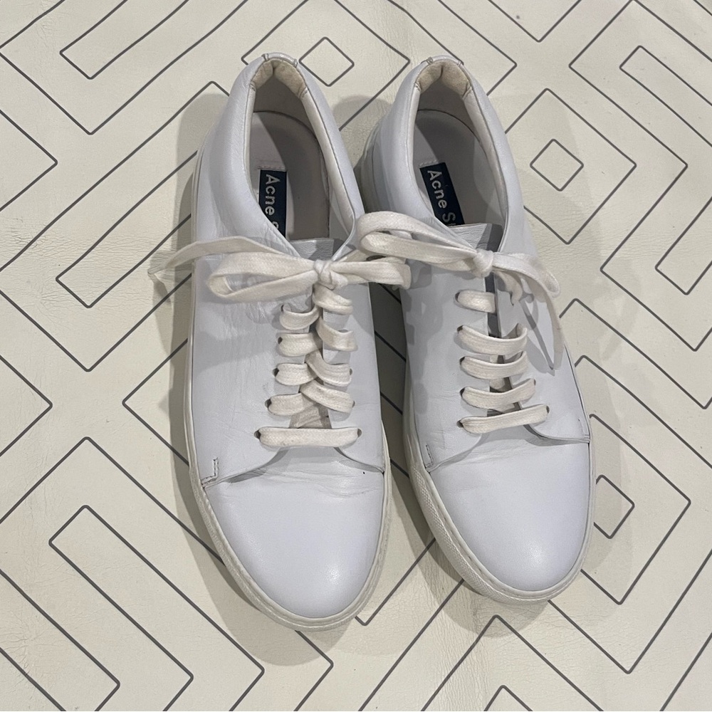 Acne Studios White Leather Sneakers - Picture 2 of 14